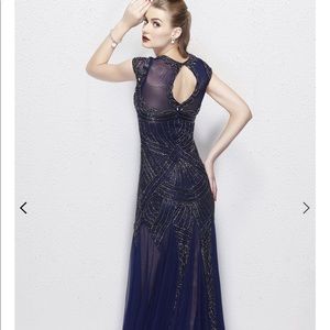 Primavera beaded full length dress with mermaid hemline, size 18